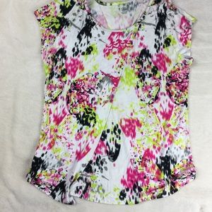 GAIAM Split Stretch Yoga Workout Top Paint Splash